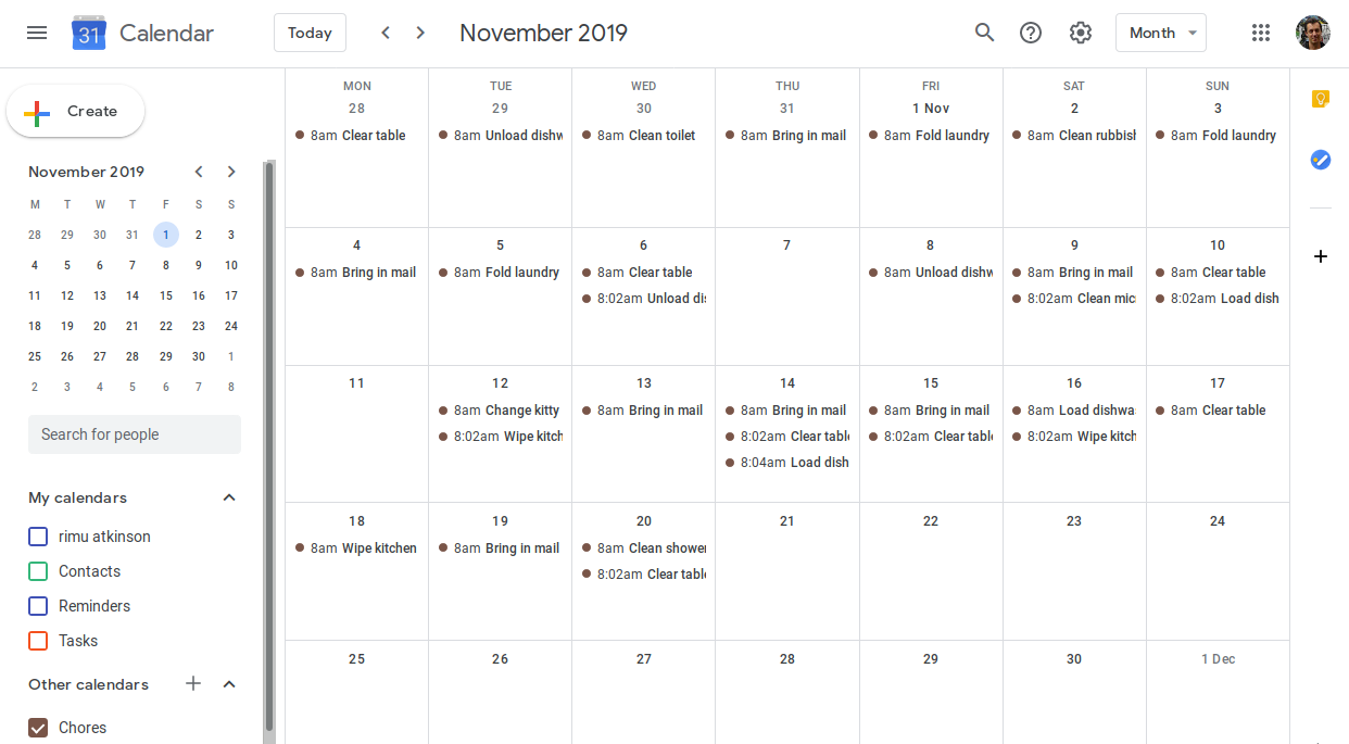 Calendar integration ChoreBuster